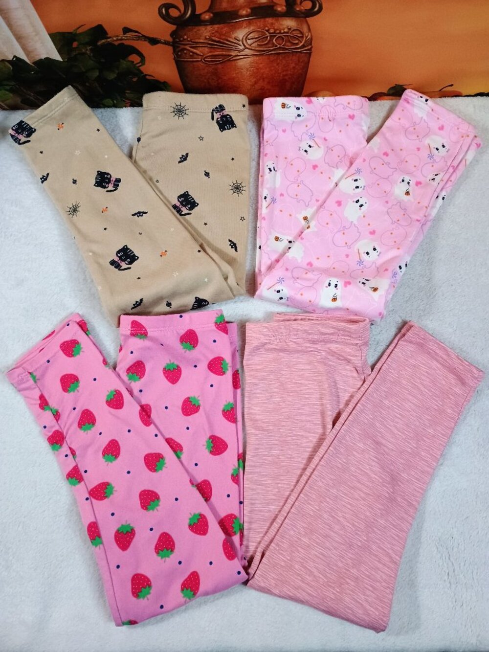 MIX: Bundle-4pc Girls Emma & Elsa Sz 6/6X Pink | Tan Soft Stretch Leggings